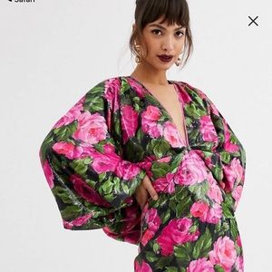 Asos kimono sleves dress in floral sequin